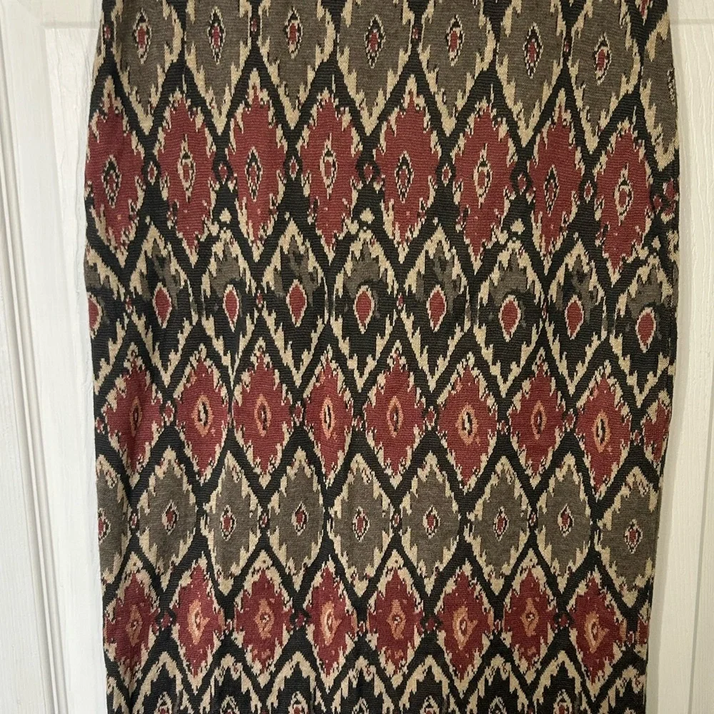 Peruvian Connection Pima Cotton Knit Skirt geometric ikat pattern Size Small - Picture 2 of 13